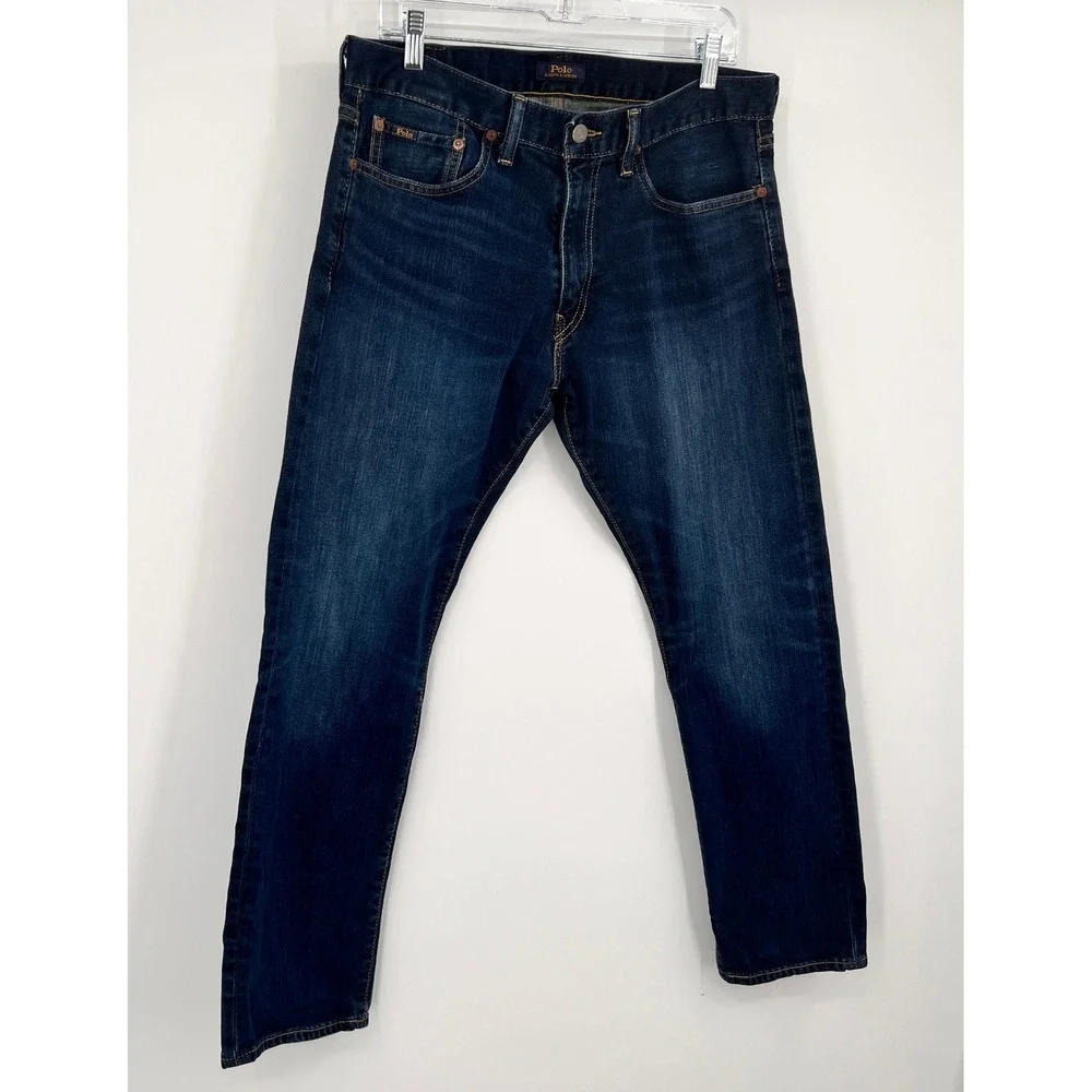 Polo Ralph Lauren Sullivan Slim Jeans Mens 33x30 Dark‎ Wash Blue Denim Pants